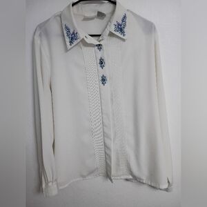 Koret Cream Skirt with Blue Embroidery